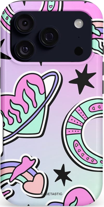 Casetastic hoesje geschikt voor Apple iPhone 17 Pro - MagSafe - Dubbellaagse bescherming - Paarse Droomwereld - Fashion Case - Lila Lichtgrijs Zwart Mintgroen