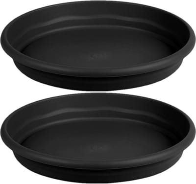 Hega Hogar Opvangbord - 2x - zwart - kunststof - D38 cm - onderschaal/opvangbord
