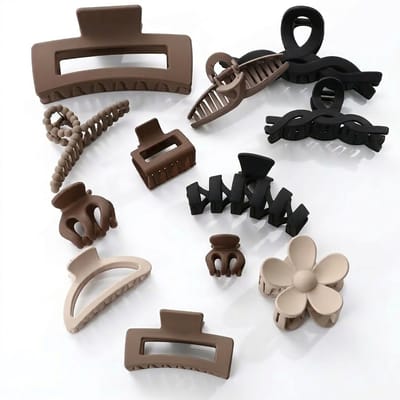 Set van 10 matte haar clips – multicolor – dames – kunststof haar klem set met diverse vormen – sterke grip haar accessoires