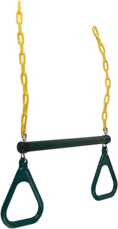Trapeze Swing Set - Gym Ringen - Kinderen Buiten Spelen - Gepoedercoat Staal - 73 x 45 cm - Groen