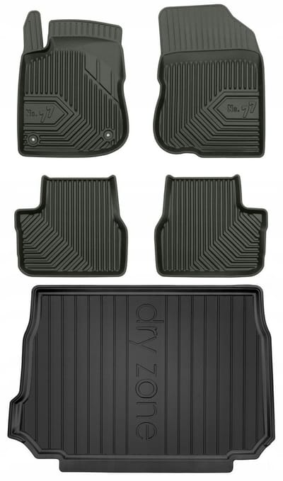 FROGUM 77 Set Automatten en Kofferbakmat - Geschikt voor PEUGEOT 2008 I (2013-2019) - TPE Rubber - Zwart