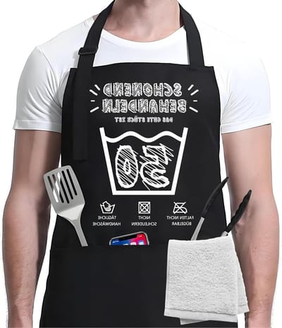 Grappige BBQ Schort voor Mannen als Verjaardagscadeau voor 40e, 50e en 60e Verjaardag - Leuk Kookschort, Cadeau-ideeën voor Mannen en Vrouwen