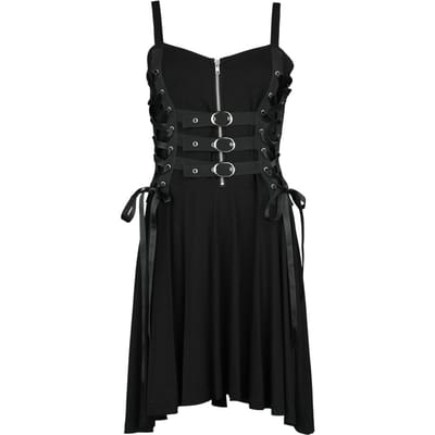 Gothicana by EMP - Gothic Midi-jurk - Short Dress With Lacing and Straps - S tot XL - voor Vrouwen - zwart