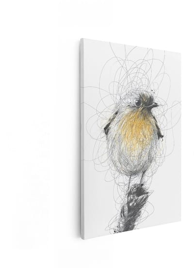 Artaza Canvas Schilderij Vogel - 20x30 cm - Wanddecoratie Abstract Dieren - Muurdecoratie Tekening - Schilderijen Op Canvas