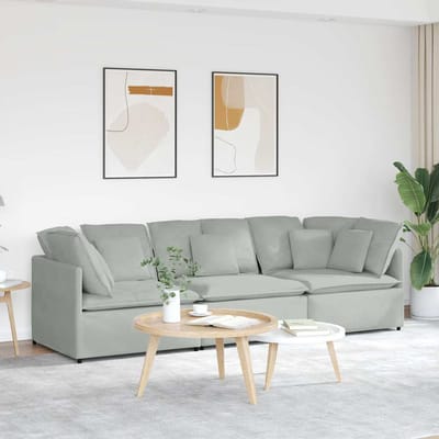 vidaXL - Modulaire - bank - met - kussens - fluweel - lichtgrijs