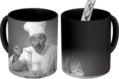 Magische Mok - Foto op Warmte Mokken - Koffiemok - Chef - Spaghetti - Pasta - Magic Mok - Beker - 350 ML - Theemok