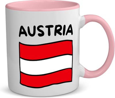 Akyol - austria vlag koffiemok - theemok - roze - Oostenrijk - reizigers - toerist - verjaardagscadeau - souvenir - vakantie - 350 ML inhoud