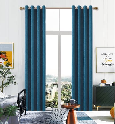 SB Line Kant en klaar Gordijn - Verduisterend - Met ringen - 140x260 cm - Blauw