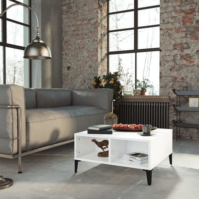 vidaXL - Salontafel - 60x60x30 - cm - bewerkt - hout - hoogglans - wit