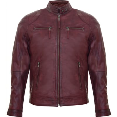 Leren biker racejack met rits