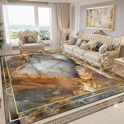 Luxe Gouden Tapijten voor Woonkamer Marmerstijl Europese Decoratie Sofa Vloerkleden Antislip Slaapkamer Wasbare Zachte Vloermat 180*250cm