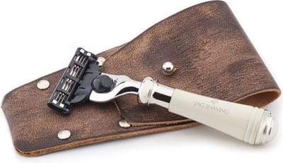 3 Kante Scheer Scheermes mit Ivoor Handvat Perfecte Cadeau Idee voor Heren (3 Blade Safety Razor)