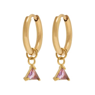 Essenza Purple Triangle Stone Earrings Gold