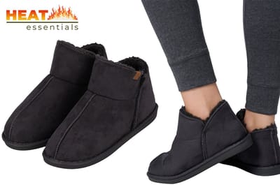 Heat Essentials - Suede Pantoffels Dames - Donkergrijs - 37/38 - Dames Pantoffels - Sloffen Dames - Ook Als Heren Pantoffels Beschikbaar