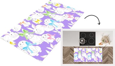 Keukenloper - Loper keuken - Patronen - Konijn - Paars - Lente - 120x60 cm - Keukenloper vinyl