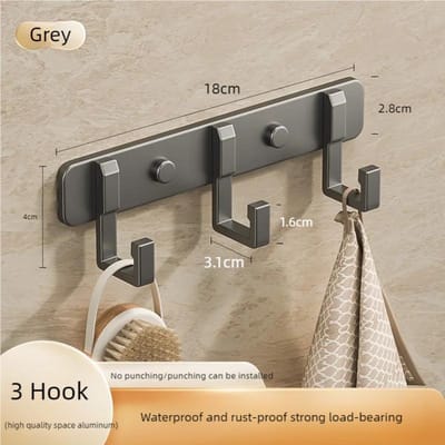 1 PIÈCE Alliage d'Aluminium Crochet Gris Crochet pour Serviette de Bain Arrière de Porte de Salon Crochet pour Vêtements Crochet de Rangement Noir Simple Gain de Place