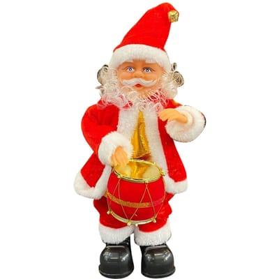 Elektrische Zingende Dansende Kerstman Muzikale Figuur Decoratie Werkt op Batterijen Kerst Kerstman Speelgoed voor Thuis beige