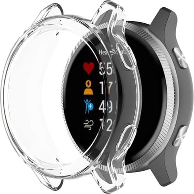 Screenprotector + Hoesje geschikt voor Garmin Venu - Siliconen TPU Case Transparant - Volledige 360 Graden Bescherming