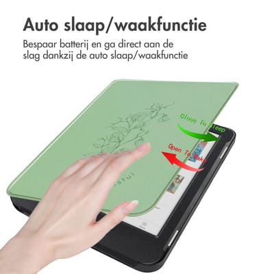 imoshion Design Slim Hard Case Bookcase voor de Kobo Clara Colour / BW - Floral Green