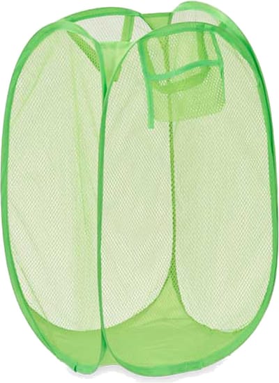Kipit Wasmand flexibel/opvouwbaar - groen - kunststof - 33 x 33 x 58 cm - 60 liter
