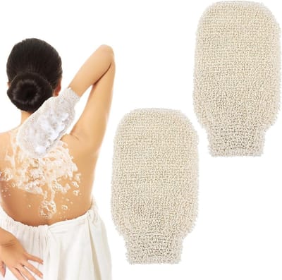 Set van 2 Natuurlijke Sisal Douchehandschoenen, Exfoliërende Handschoenen voor Lichaam, Peeling Tools voor Volwassenen en Kinderen