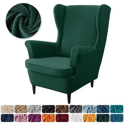 Fluwelen Oorfauteuilhoezen Stretch Wingback Bankhoes met Zitkussenhoes Elastisch Effen Kleur Bank Fauteuil Stoel Slipcovers
