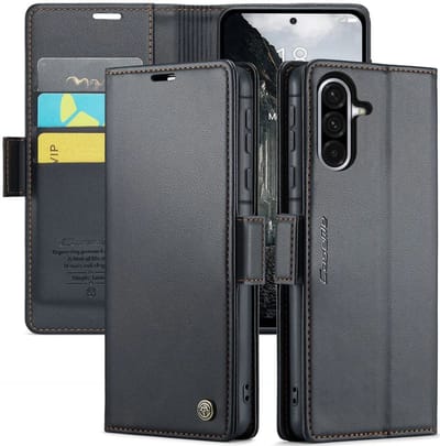 Hoesje geschikt voor Samsung Galaxy A36 - CASEME Litchi Texture Book Wallet Case - Zwart