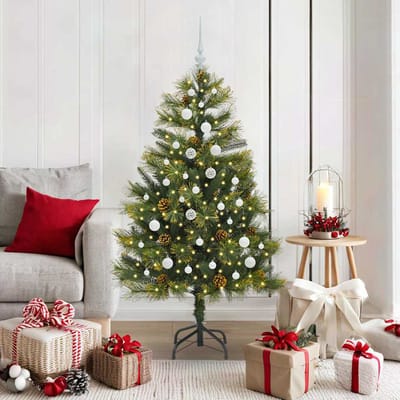 vidaXL - Kunstmatige - Scharnierende - Kerstboom - met - Kegels - Groen - 150 - cm