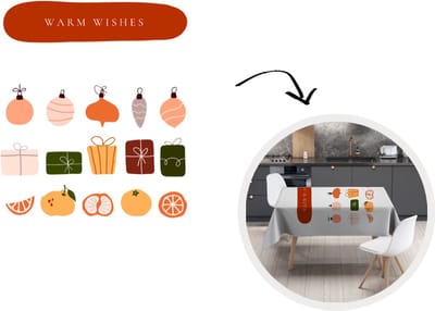 Kerst Tafelkleed - Kerstmis Decoratie - Tafellaken - Kerstballen - Cadeaus - Fruit - Quote - 150x220 cm - Kerstmis Versiering