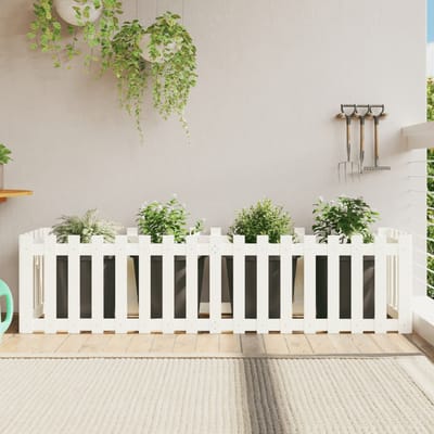 vidaXL - Plantenbak - verhoogd - hekontwerp - 200x50x50 - cm - grenenhout - wit