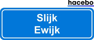Hacebo - Plaatsnaam Sticker - 29x10 CM - Slijk Ewijk sticker - Verkeersborden sticker - grappige cadeaus - Slijk Ewijk