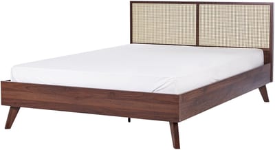 MONPAZIER - Tweepersoonsbed - Donkerhout - 140 x 200 cm - Rotan