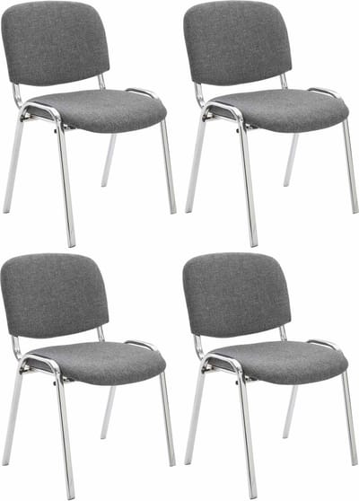 CLP Ken Set van 4 stoelen - Chroom - Stof grijs
