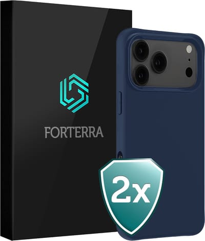 Hoesje 2 Stuks - Geschikt voor Apple iPhone 17 Pro - Sterk & Shockproof - Back Cover - Case Siliconen - Telefoon Hoes - Donkerblauw