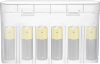 Batterij Opbergdoos - Draagbare Houder - Batterijen Organiseren - Transparant Venster - 6 Vakken - Transparant