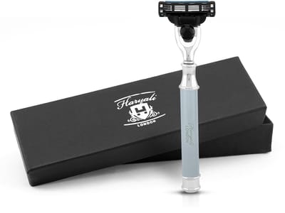 Haryali London 3 Edge scheermes voor mannen en vrouwen - Smart Grip Body & Face Razor - Elegant scheermes voor mannen om te scheren - Herbruikbaar scheermes - Grijs