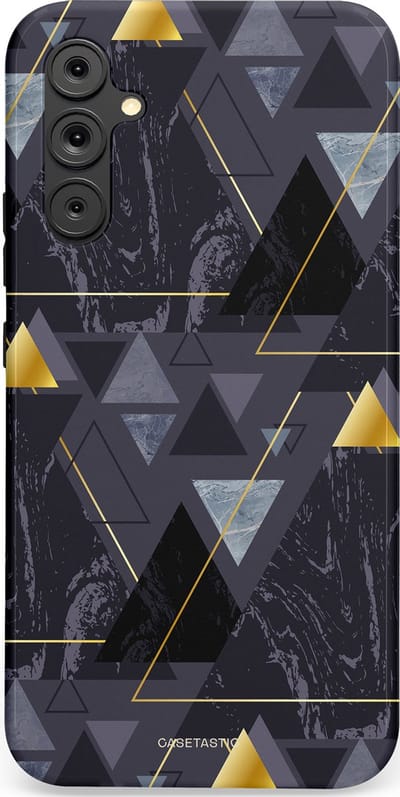 Casetastic hoesje geschikt voor Samsung Galaxy A34 (2023) 5G - Dubbellaagse bescherming - Zwart Goudpatroon - Fashion Case - Donkergrijs Grijs