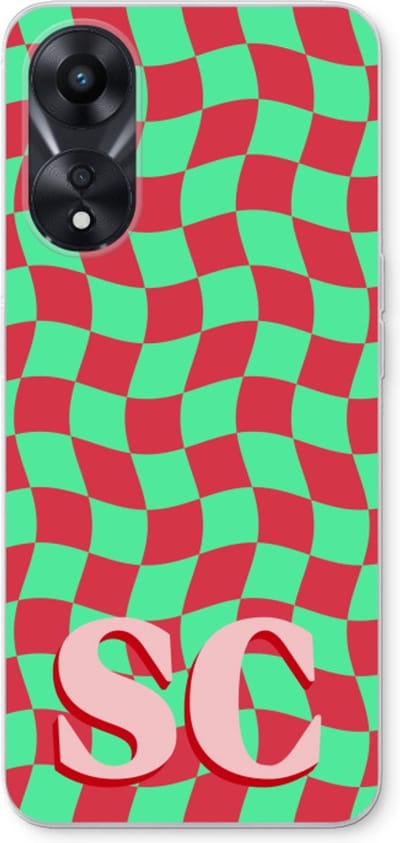 Gepersonaliseerd - Case Company® - Hoesje geschikt voor Oppo A78 5G hoesje - Grid Monogram - Soft Cover Telefoonhoesje - Bescherming aan alle Kanten en Schermrand