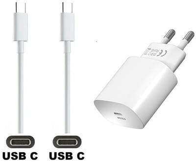 OneOne 25W super snellader + 1,5m sterke OneOne USB C naar C kabel. PD lader. Universele oplader adapter