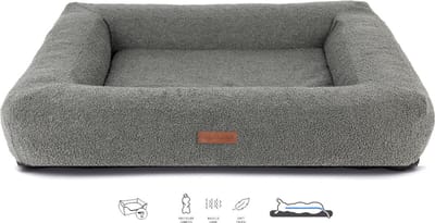 Orthopedische Hondenmand Boucle Rechthoek Antraciet M 80cm - Wasbare hoes - Ook in XL & XXL