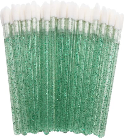 Lipgloss / Oogschaduw Borsteltjes - 10 stuks - Groen met glitter - Lipgloss applicators - brush lipstick make-up lip pluisvrij oogschaduw borsteltje