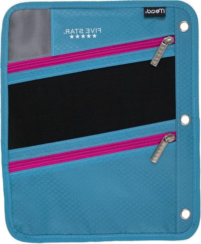 Ringband Pouch - Opbergzakje Rits - Documenten Organiseren - Drie Ritsen - 28 x 23 cm - Rood en Zwart
