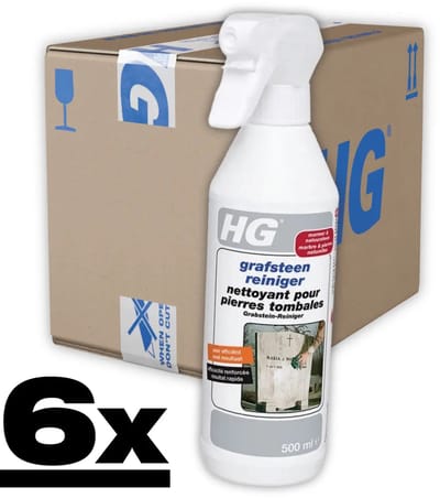 6 x HG Grafsteenreiniger 500 ml - Grafsteenreiniger - Natuurstenen Reiniger - Reiniging Grafsteen - Schoonmaken Grafsteen - Marmeren Reiniger