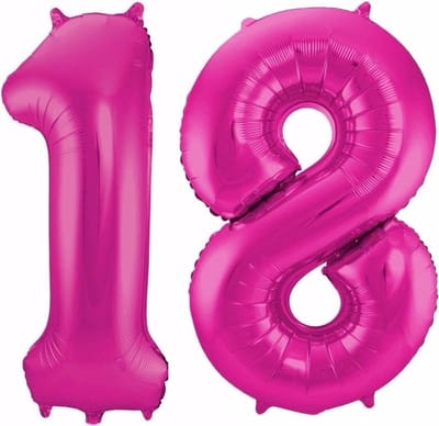 18 jaar verjaardag - Folie ballon cijfers - roze - 88 cm - versiering - feestartikelen
