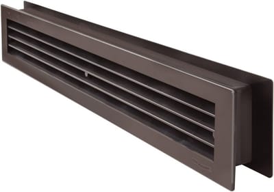 Rechthoekig Ventilatierooster van Kunststof - 480 x 98 mm, Uittrekbaar, Bruin
