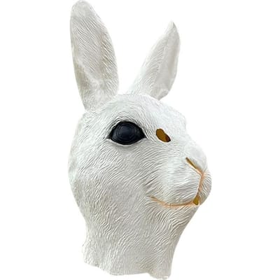 Schattige witte konijnenhoofddeksel, feestmasker voor de feestdagen One size fits all adults wit