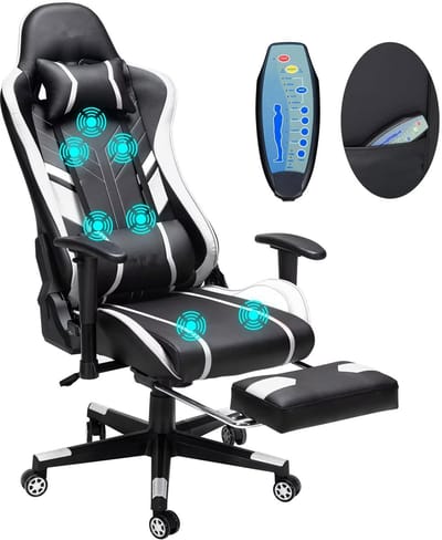 A.U.D Essentials - Bureaustoel - Gamestoel - Massagestoel - Ergonomische stoel - Voetensteun - Verstelbare rugleuning