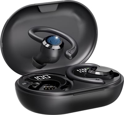 EDSYS Sport Oordopjes Draadloos - Oortjes Draadloos Bluetooth - Bluetooth Oordopjes - Draadloze Hardloop Oortjes - Sport Oortjes - In-Ear Oordopjes - Noise Cancelling - Waterdicht - USB C Oortjes - Zwart