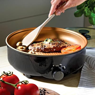 DYNA® Partypan -Airfryer -Hapjespan - makkelijke schoon te maken - Diameter 32 cm - Zwart - 26cm x 9cm x 26cm