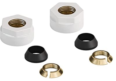 Thermostatische Radiator Kraan voor 50mm Middenaansluiting - Met Adapter voor 15mm en 16mm Koper en PEX